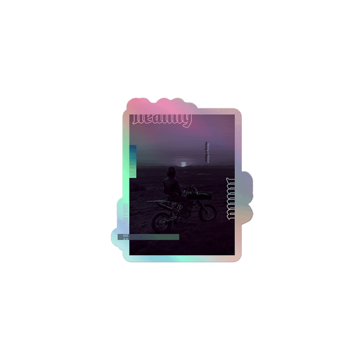 Healthy Mind, Dirt Bike Sunset Glitch | Holographic Sticker product image (1)