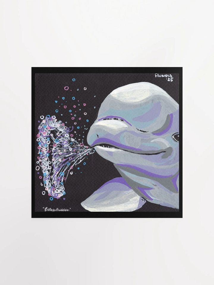 beluga bubbles - acrylic marker on black paper - print product image (3)