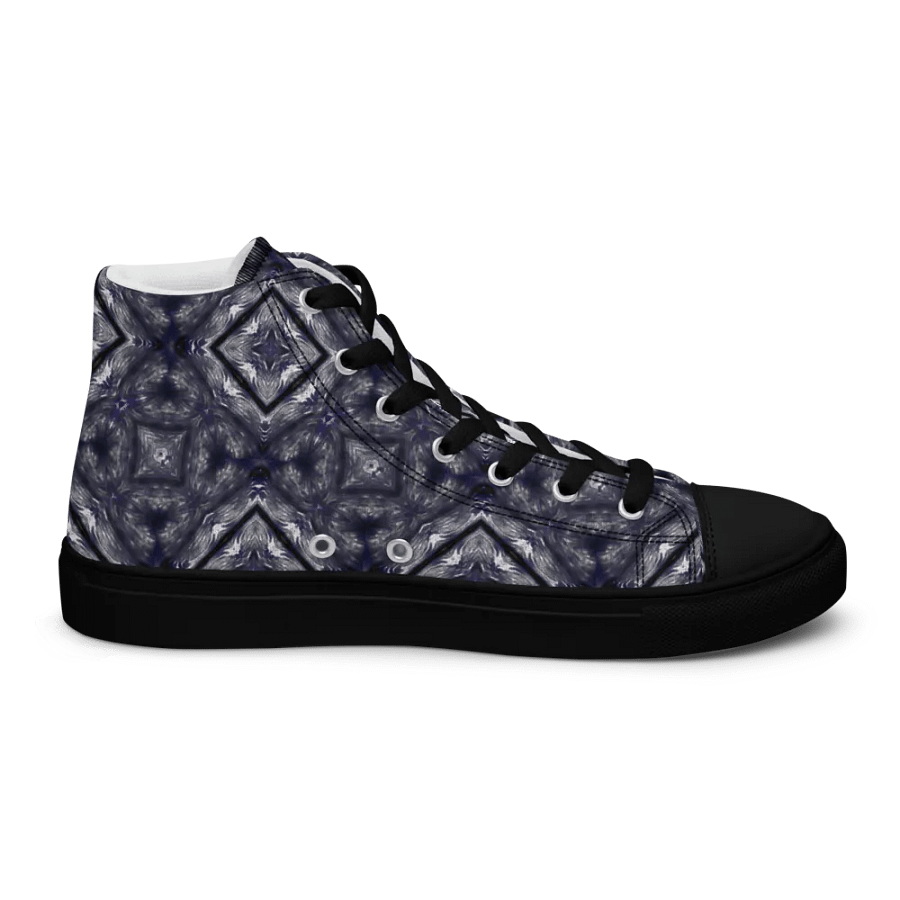 Abstract Dark Monochrome Diamond Men's Black Toe Canvas Shoe High Tops product image (7)
