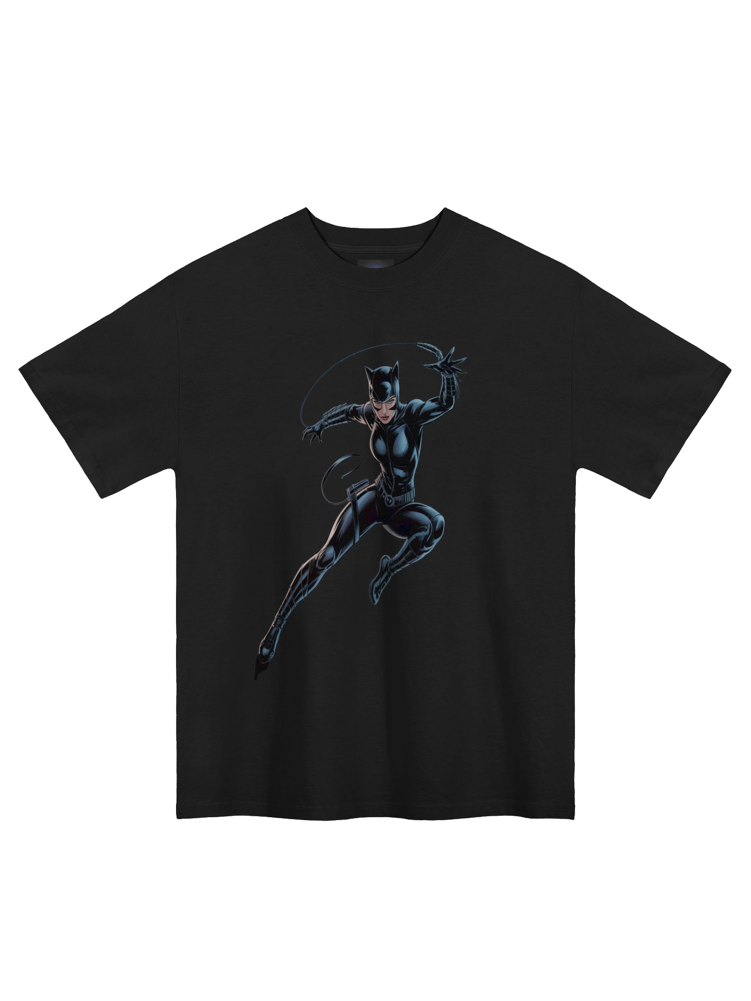 Whip's Fury: Catwoman's Midnight Leap Oversized Faded T-Shirt product image (3)