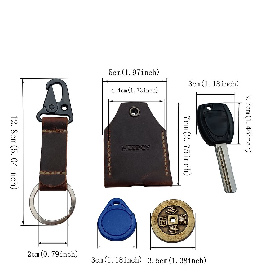 MEEBOY Leather Key Sleeve Key Ring Holder Vintage Cover Protective Key Case Covers Key protector handmade Keys Organizer product image (3)