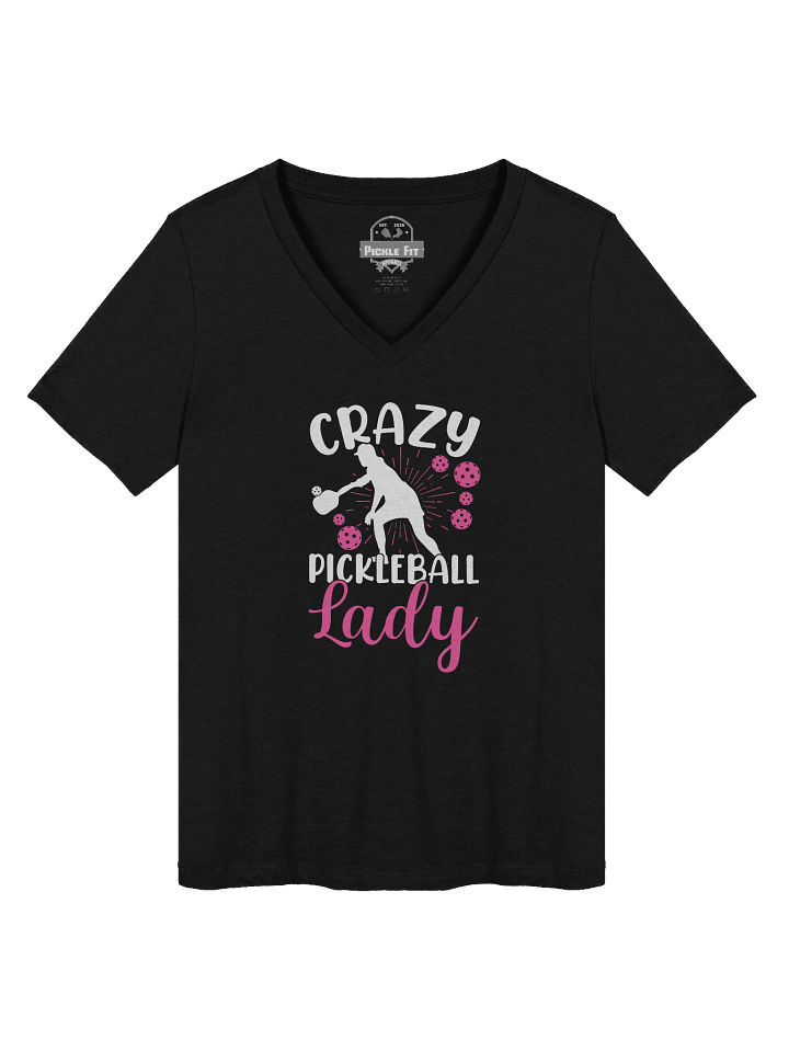 Crazy Pickleball Lady V-Neck Tee product image (1)