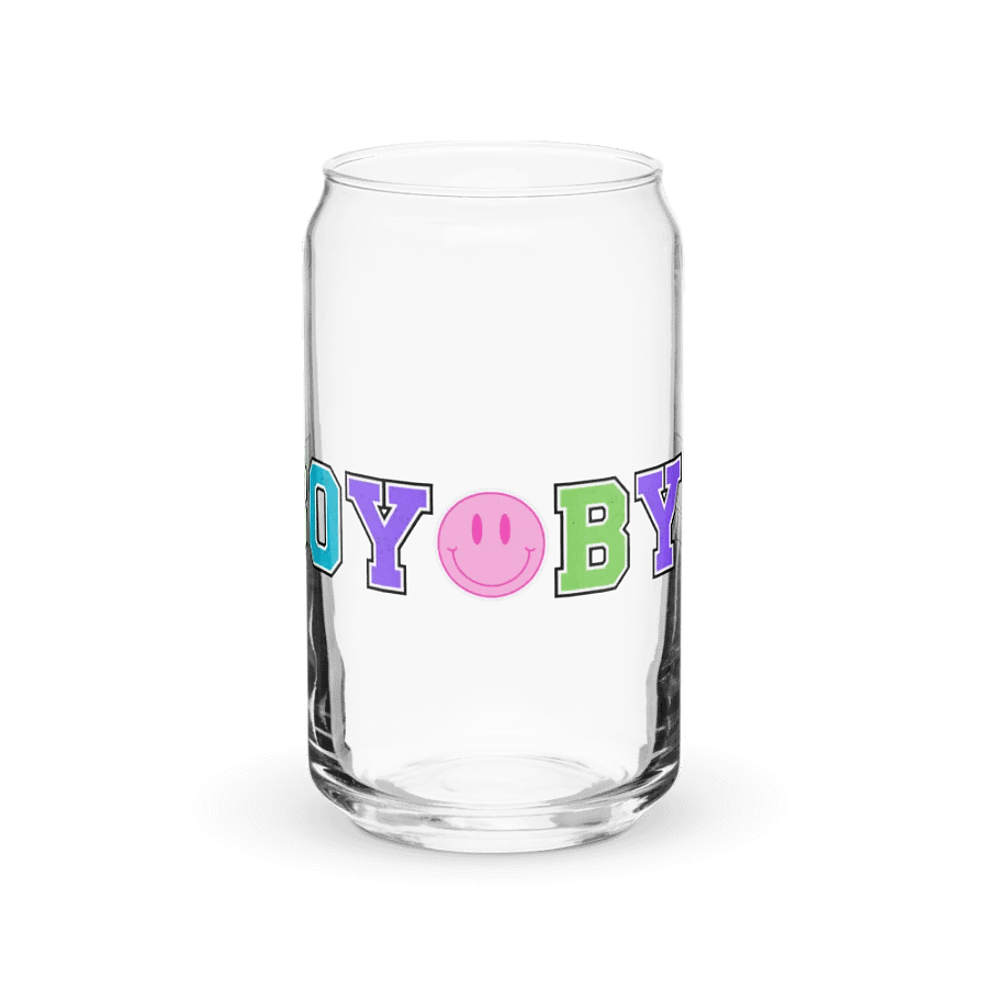 Boy Bye Varsity Print Glass Can Cup With Or Without Lid product image (2)