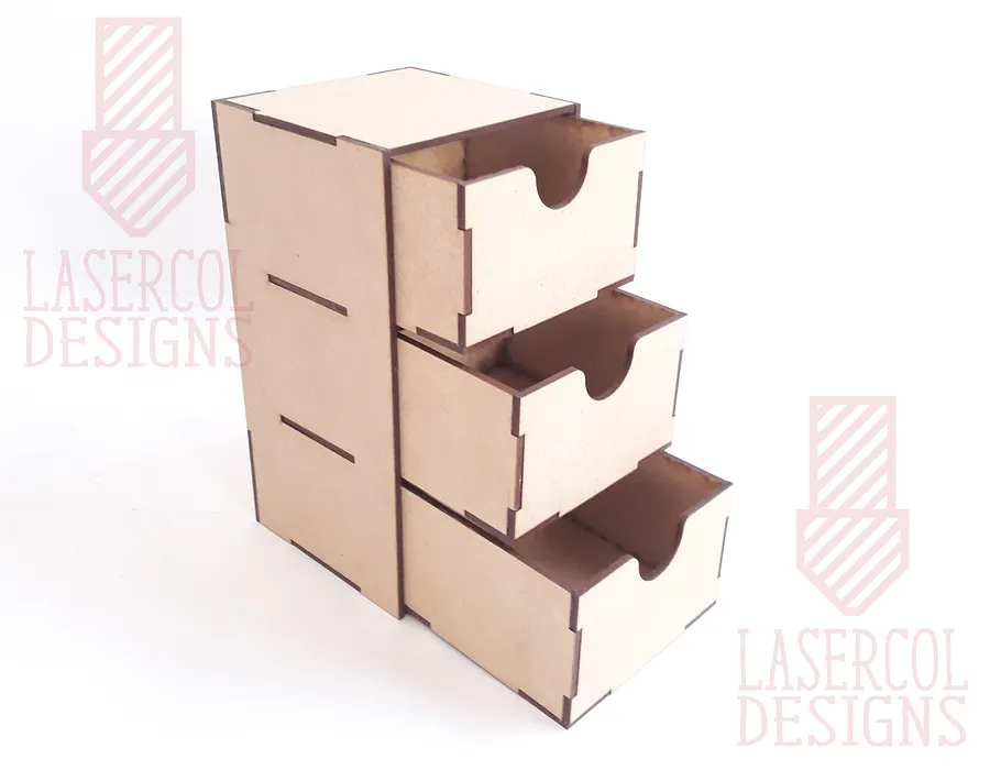 Three Drawers Desk Organizer - Laser Cut Files product image (7)