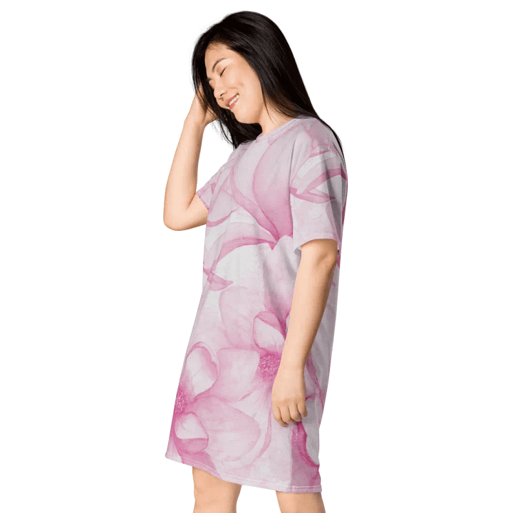 Watercolour Magnolia Flowers Pattern T-shirt Dress product image (1)