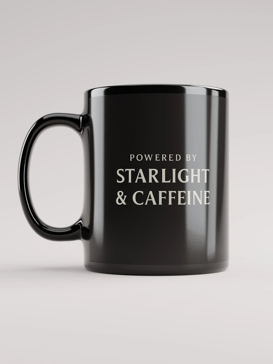 Powered by Starlight and Caffeine Mug – Space Lover’s Coffee Cup | Minimal Sci-Fi Design product image (6)