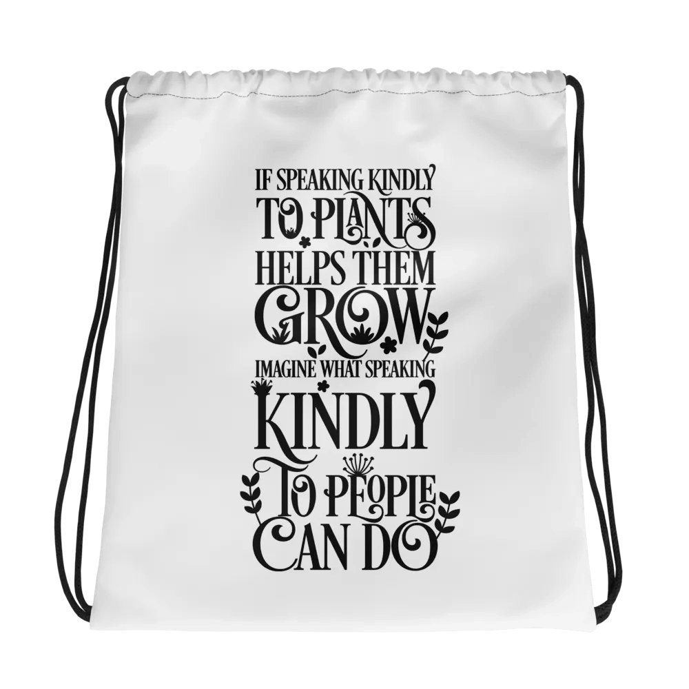 Kindness Blooms White Drawstring Bag product image (1)