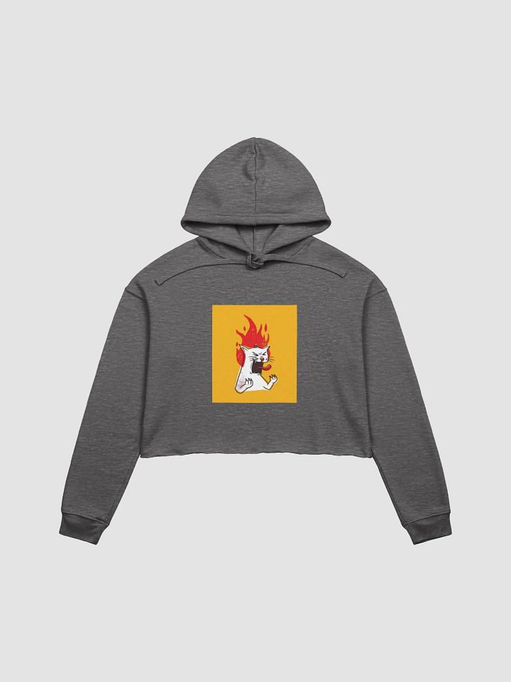 Angry Flaming Cat Fun Crop Hoodie product image (9)
