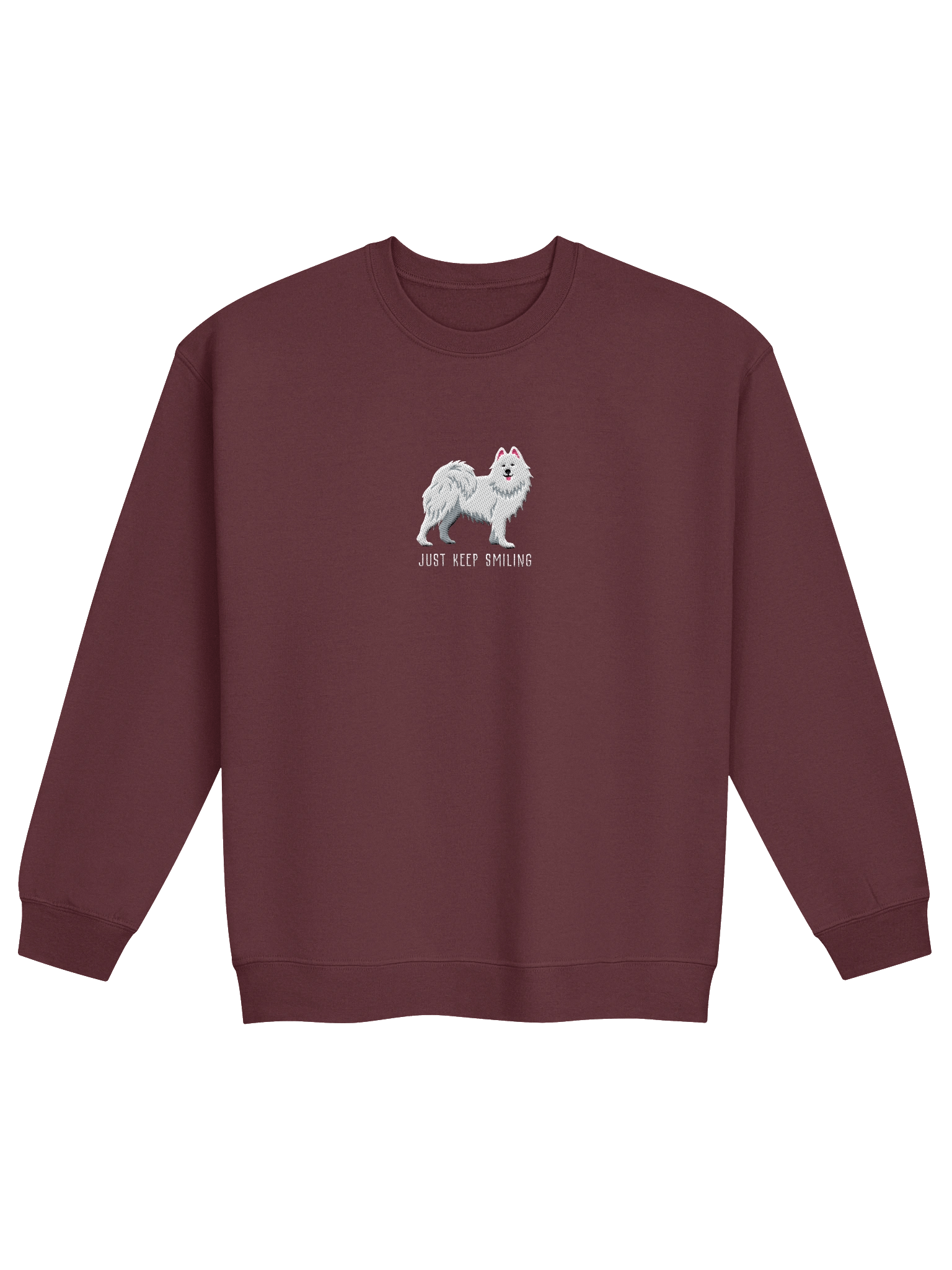 Just Keep Smiling Sweatshirt (Embroidered) of a Samoyed product image (5)