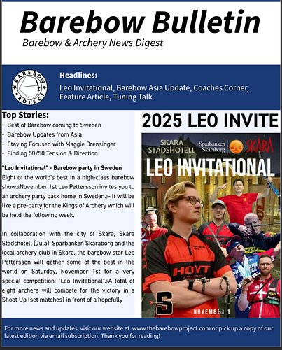 Barebow Bulletin #5 May 2025 is available through a free subscription at the website! This month’s bulletin includes full art...