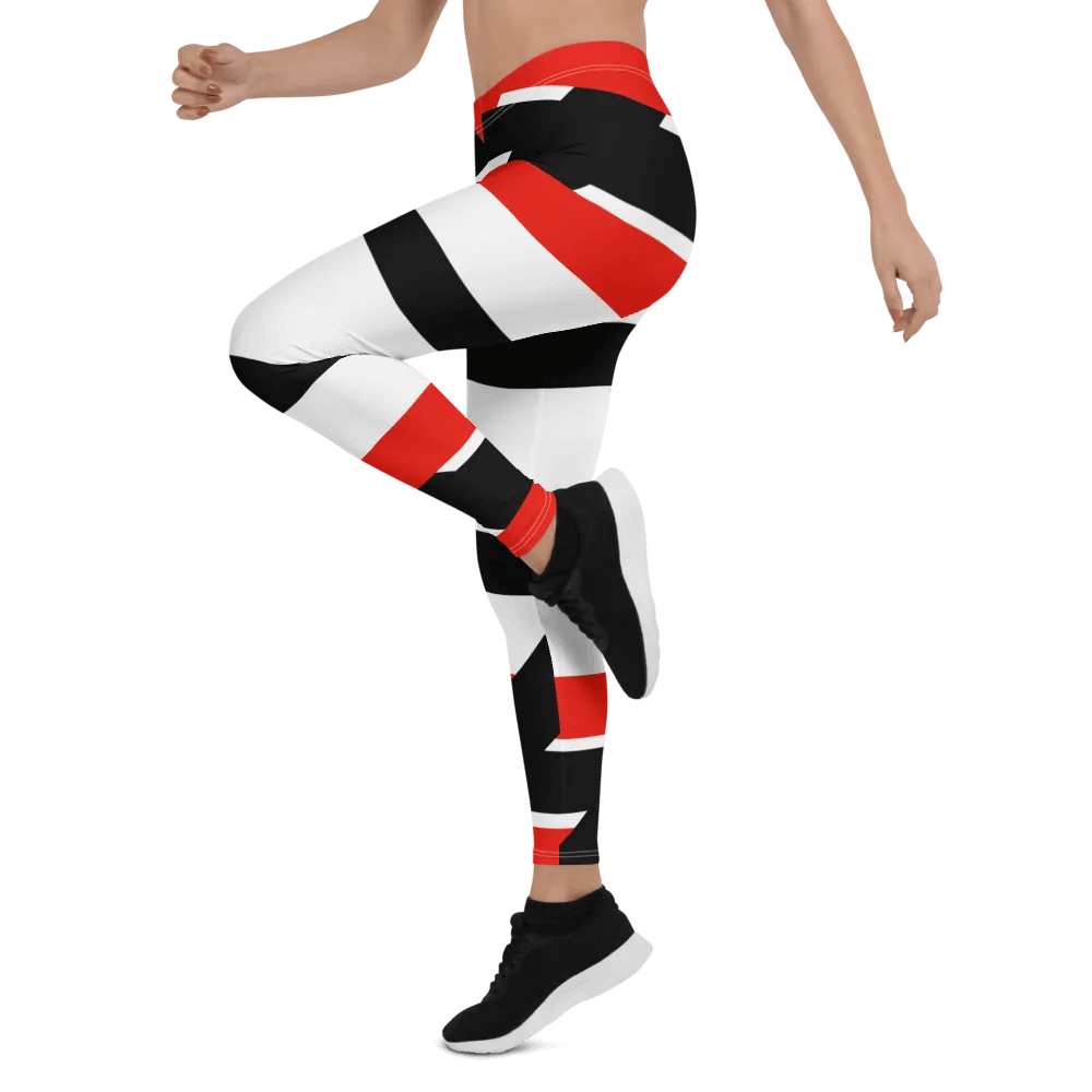 Black/Red/White Bent Line Leggings product image (3)