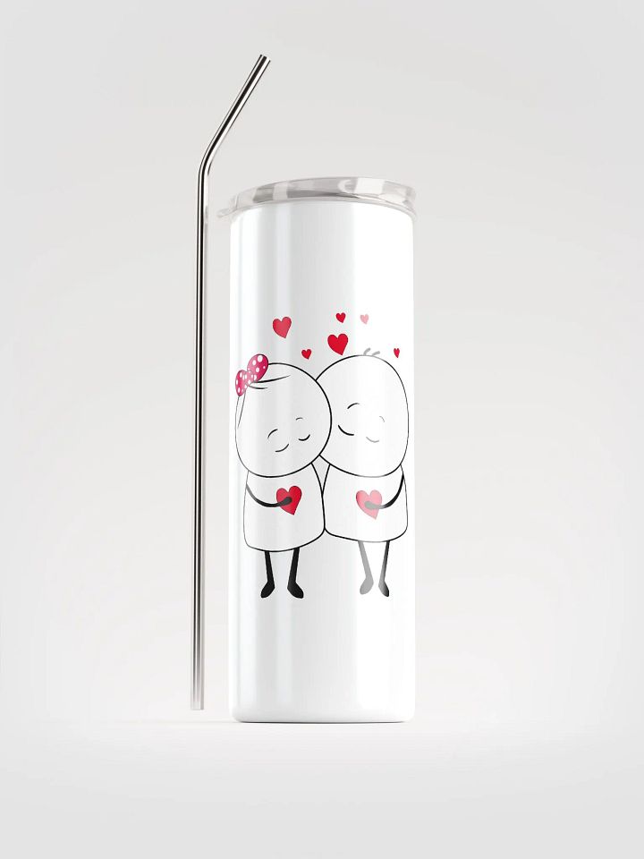 Romantic Couple White Stainless Steel Tumbler: Valentine's Day Delight product image (1)