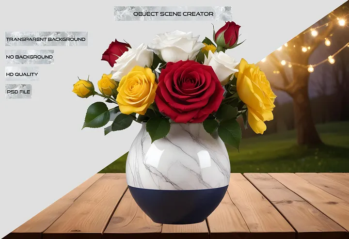 Eternal Romance – Marble Rose Vase PNG product image (2)