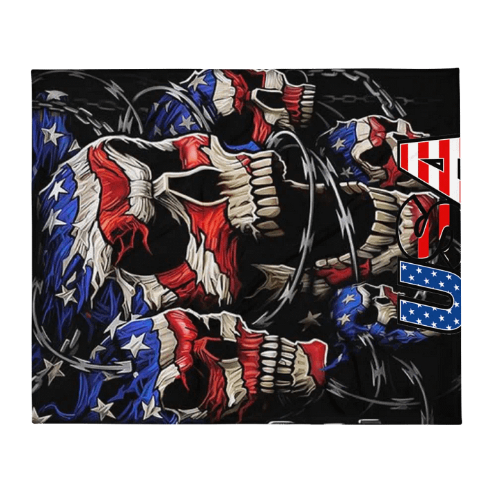 Patriotic Skulls Throw Blanket product image (1)