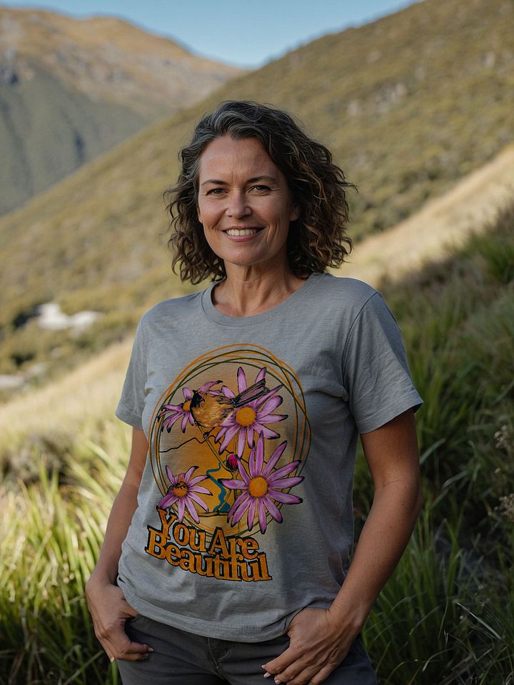 Unisex Kinship - You are Beautiful - Daisy and Bellbird 60s vibe Tee (Heather version shirts) product image (1)