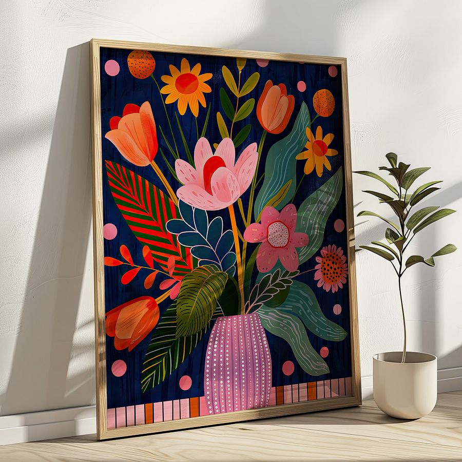 Colorful Flower Bouquet Maximalist Floral Art Print product image (3)