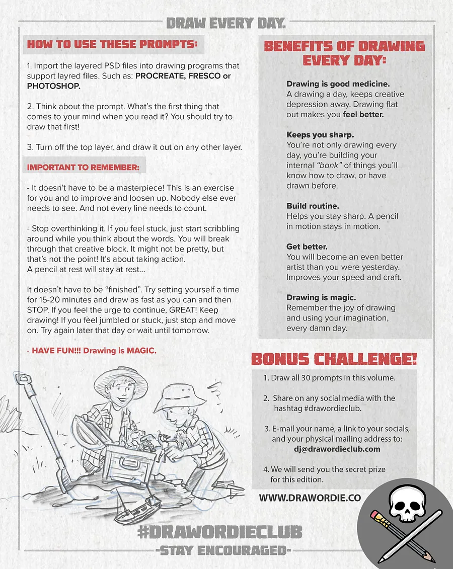 Draw Every Day - Drawing Prompts Vol. 1 + PROCREATE Brush Pack! product image (2)