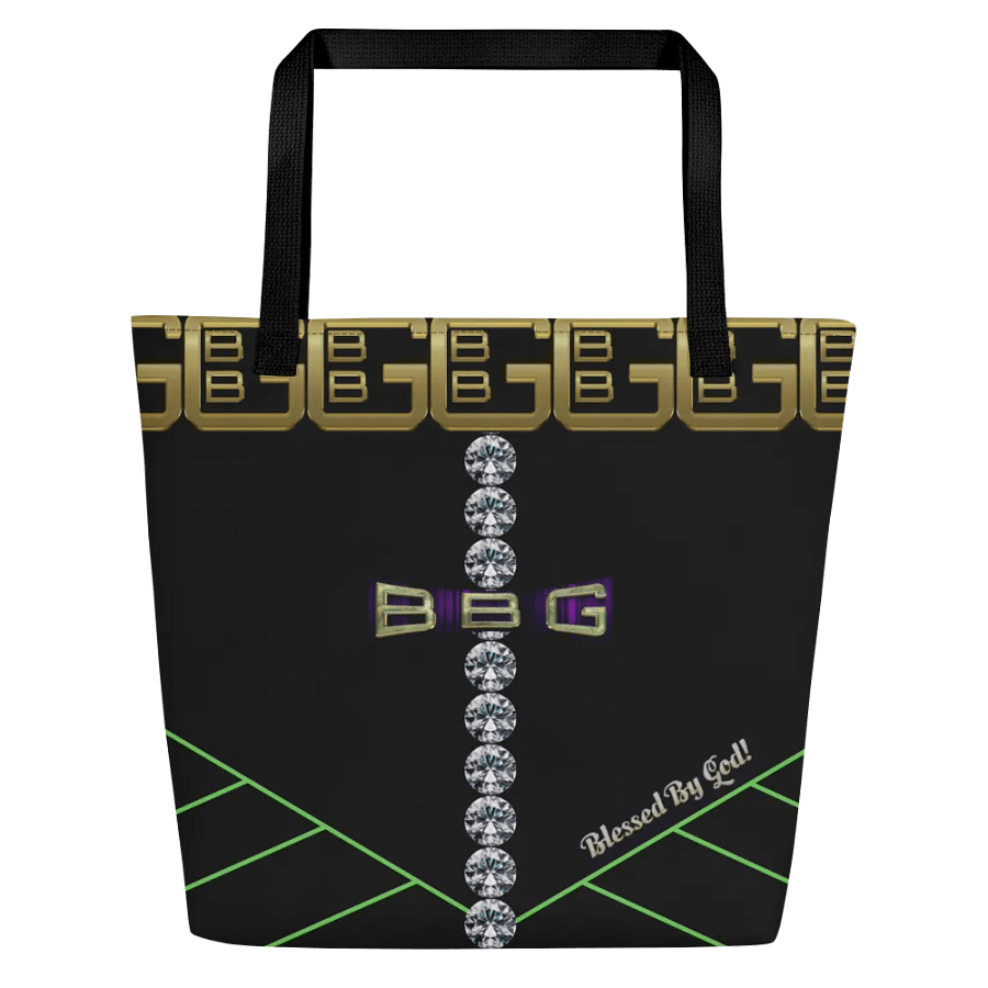 Black and Green Geometric with Diamonds BBG Tote Bag with Pocket product image (1)