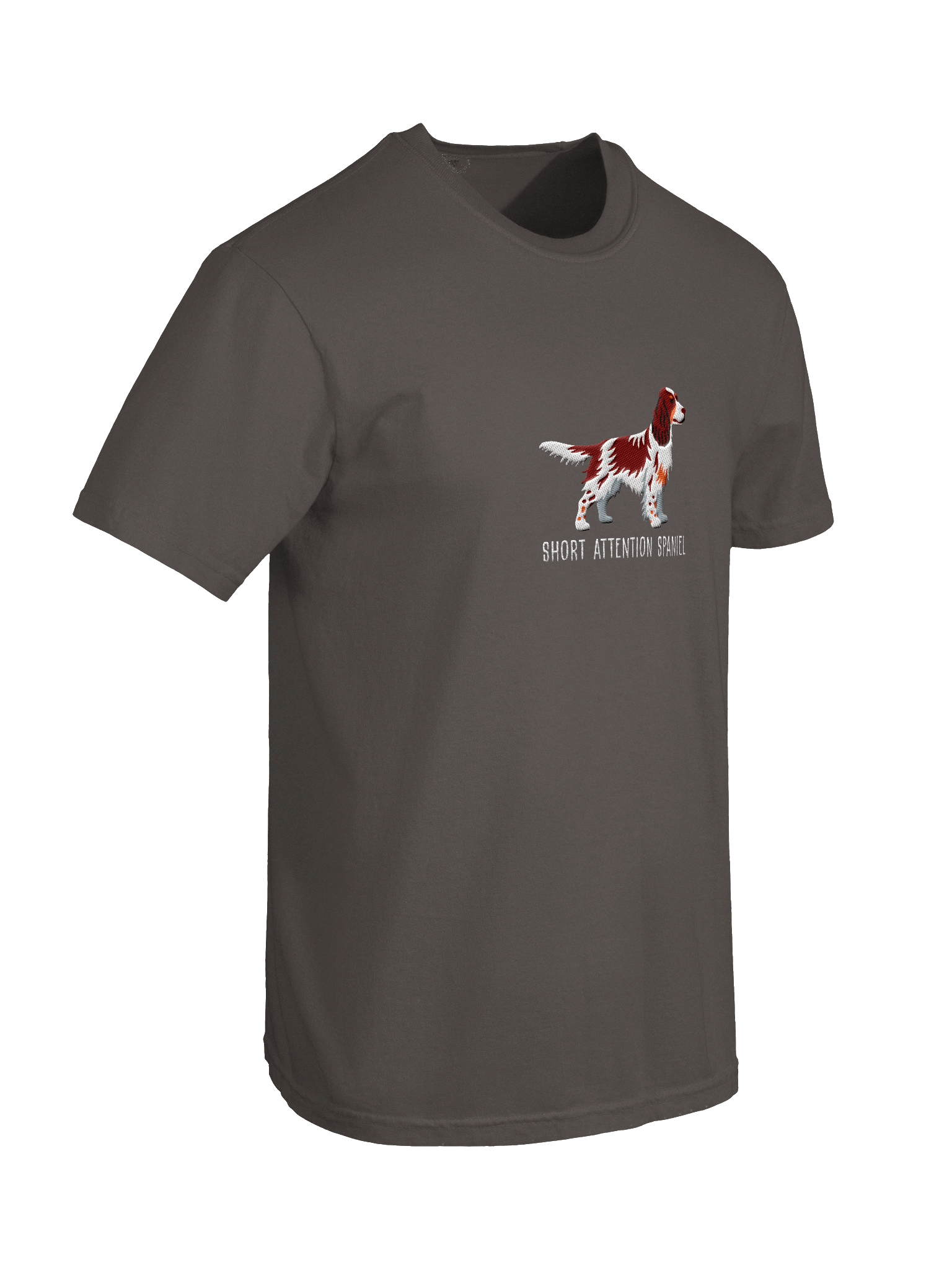 Short Attention Spaniel T-Shirt(Embroidered) of a Springer Spaniel(Liver Tricolor) product image (48)