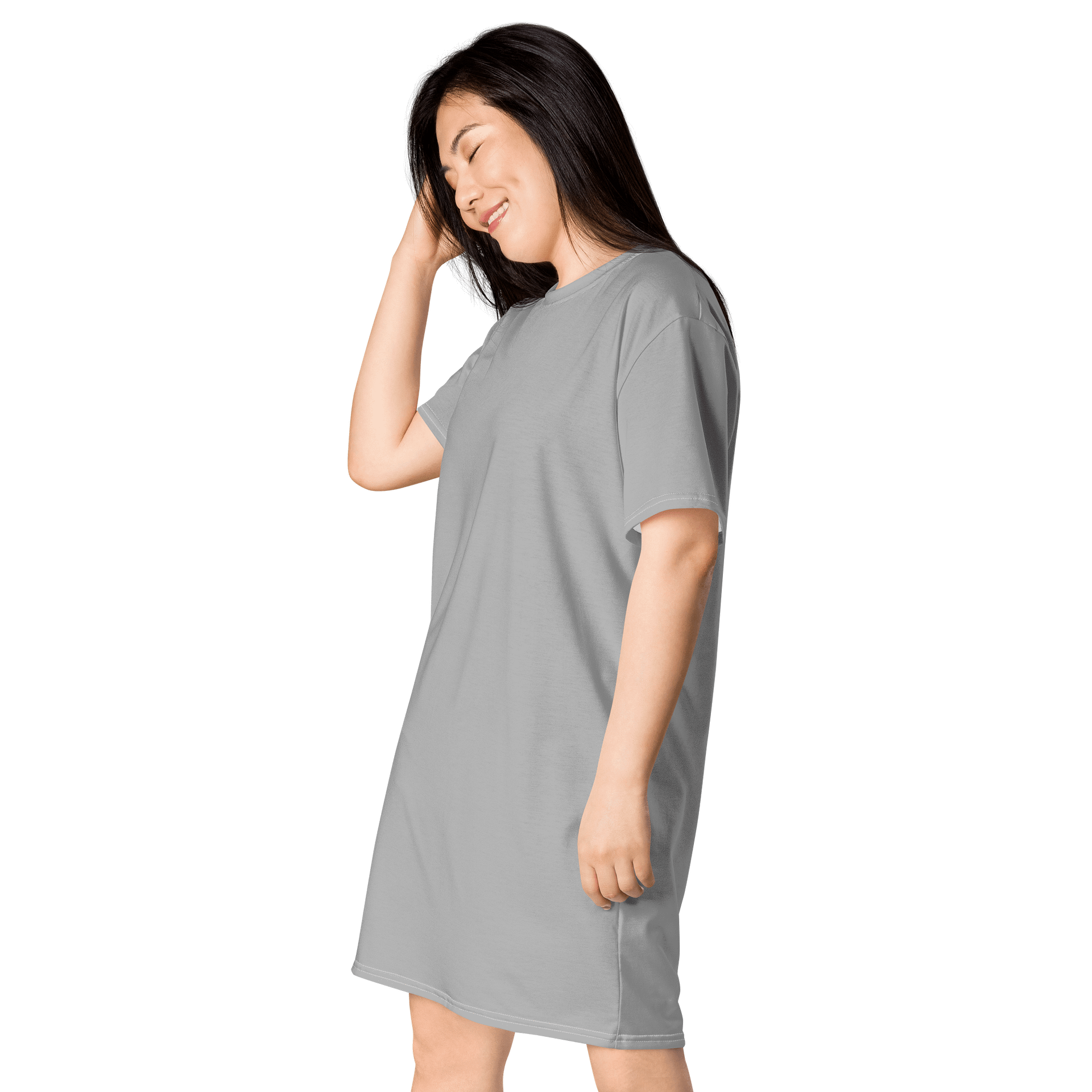 Silver Oversized T-Shirt Dress | Stretchy Fabric | Casual or Formal Style | Sizes 2XS-6XL | Exclusive Design product image (3)