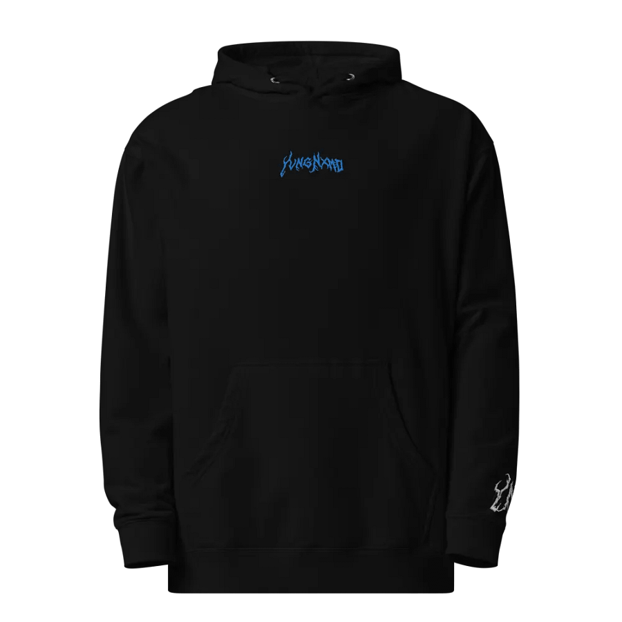 UniSex YvngNxmd Blue Script Logo Embrioder Hoodie product image (2)