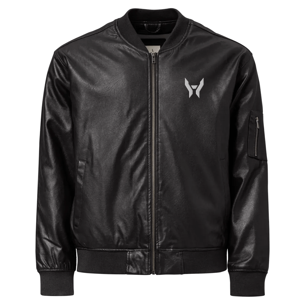 faux leather emblem bomber product image (1)