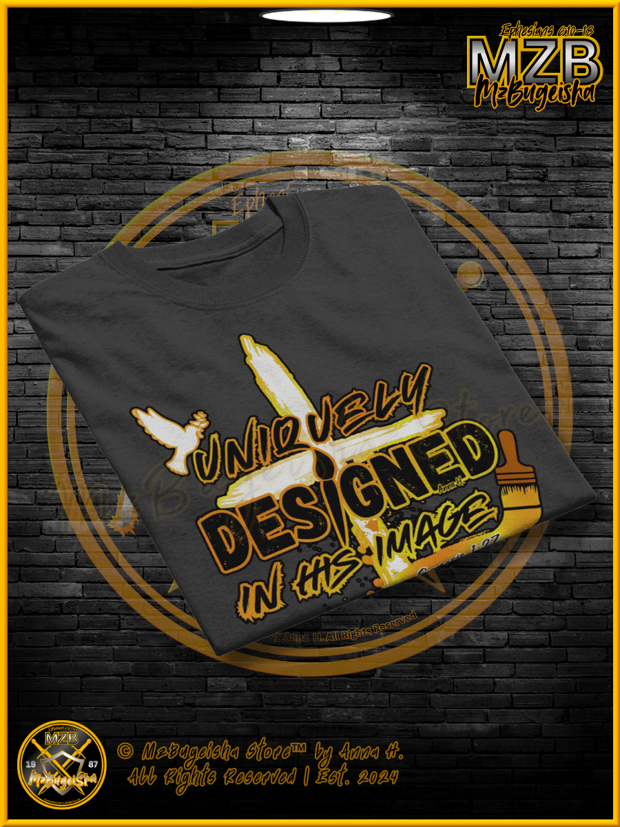 T-Shirt - MzBugeisha™ "Uniquely Designed in His Image" [golden/yllw] Faith based T-Shirt By Anna H. product image (6)