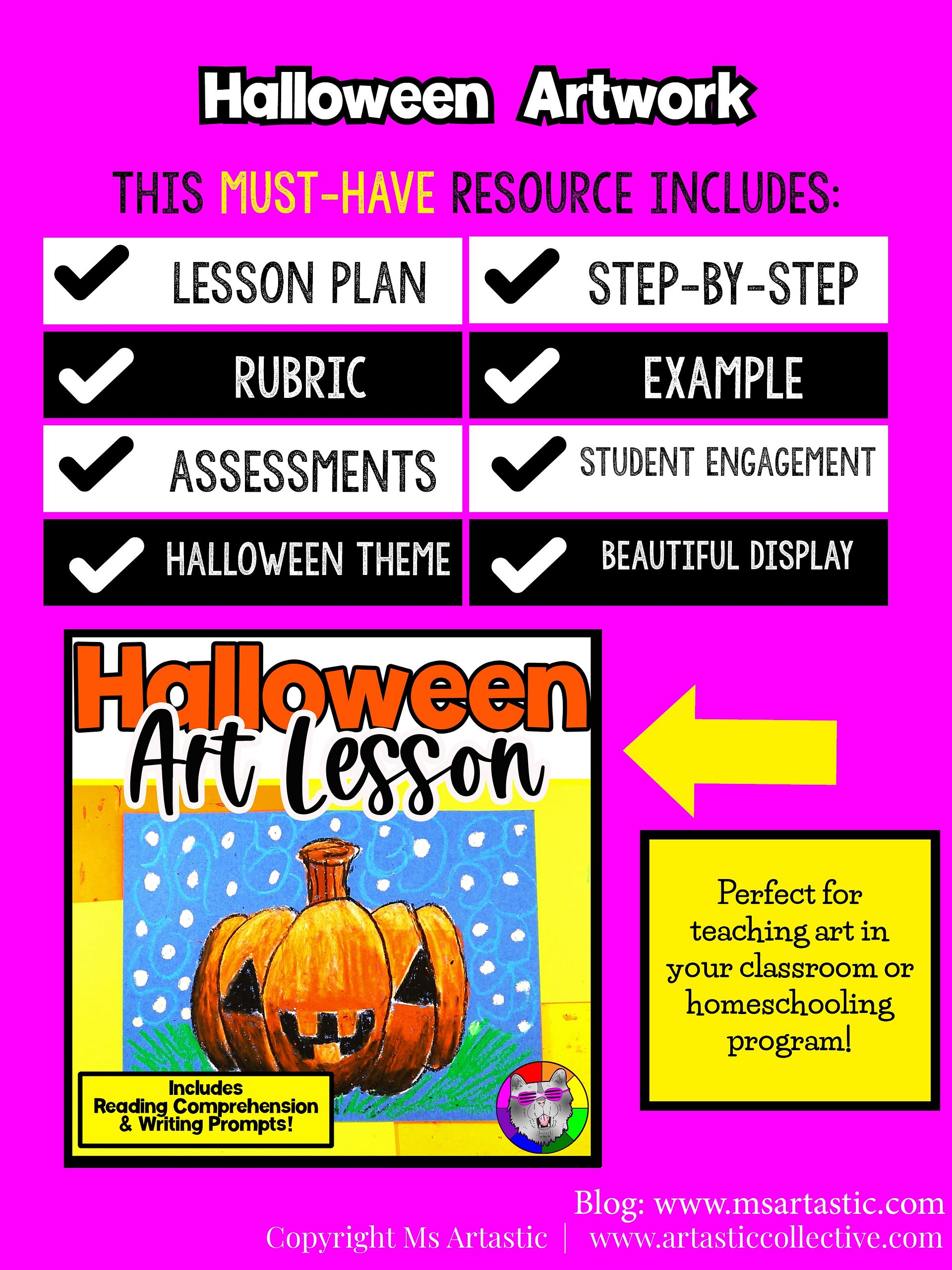 Halloween Jack-O’-Lantern Art Lesson with Reading, Writing & Step-by-Step Tutorial (Grades 1–4) product image (6)