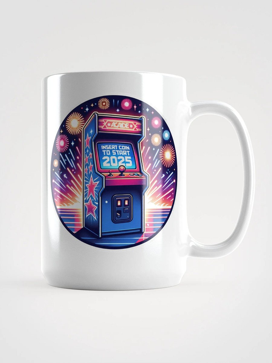 Insert Coin 2025 Mug – Arcade Glow & Fireworks Design product image (1)