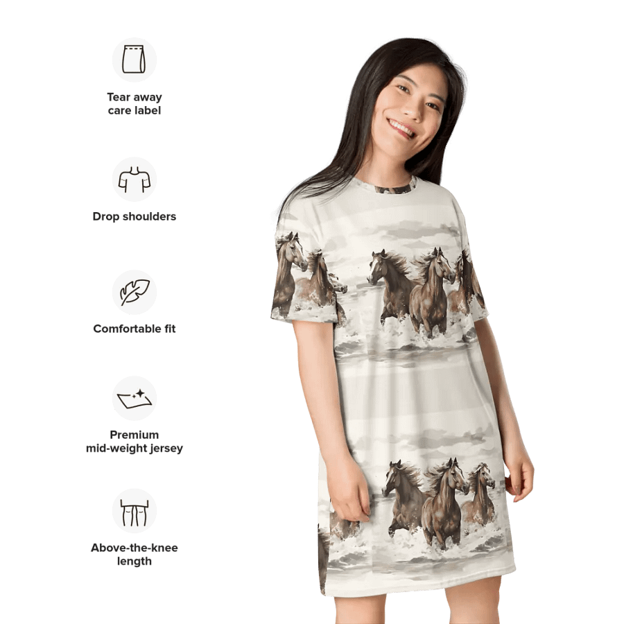 Galloping Grace Horse T-Shirt Dress product image (3)