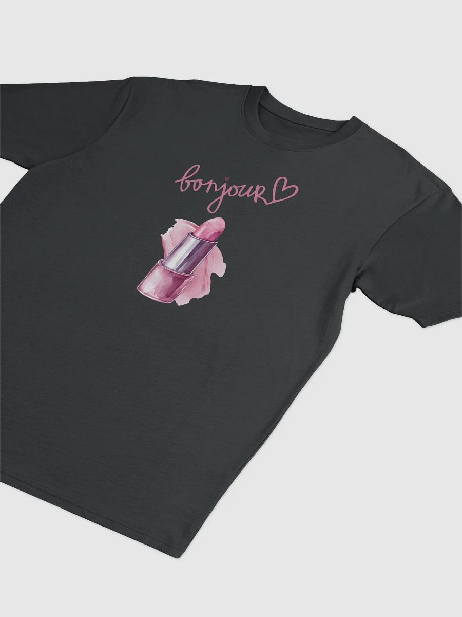 Bonjour Pink Lipstick Illustration Tee product image (3)