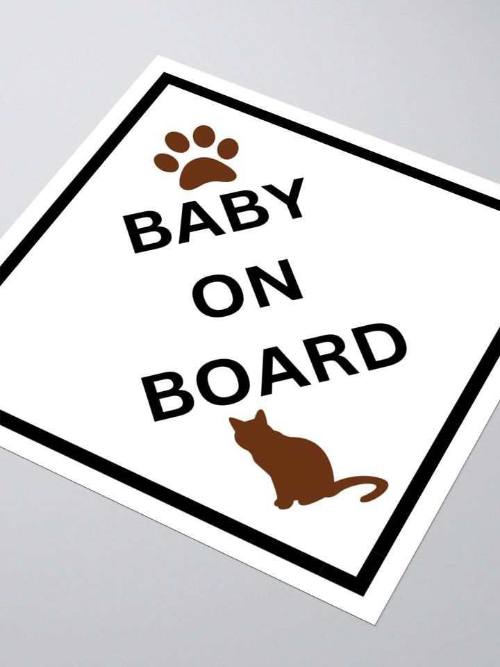 Cat Baby on Board Sticker - Brown on White product image (1)