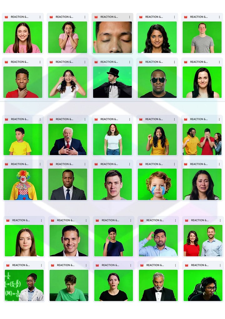 110 EXPRESSIVE REACTION & EXPRESSION GREEN SCREEN CLIPS BUNDLE FOR CREATIVE VIDEOS product image (2)