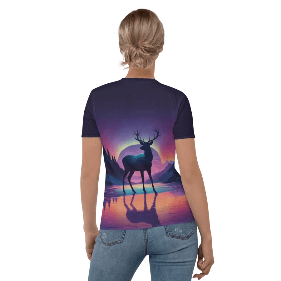 Deer at Sunset in the Wild All Over Print T-shirt product image (6)