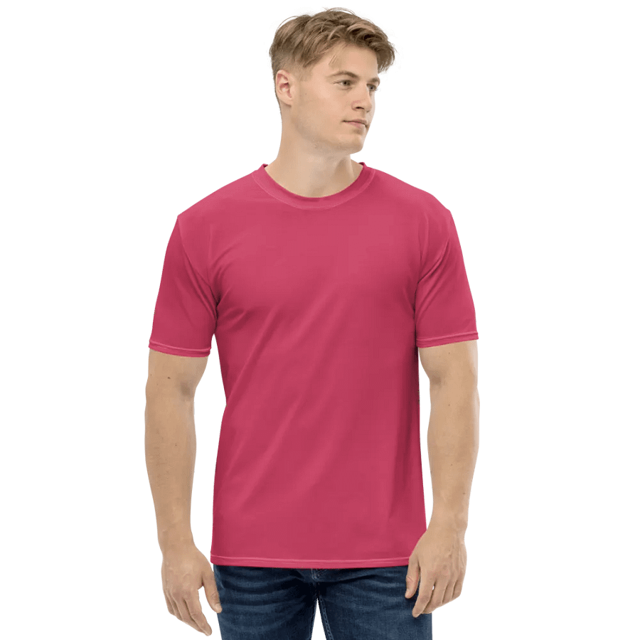 Plain Ruby Red True Summer Men's Crewneck Polyester Heavyweight Premium T-Shirt by Treasure Pie product image (4)