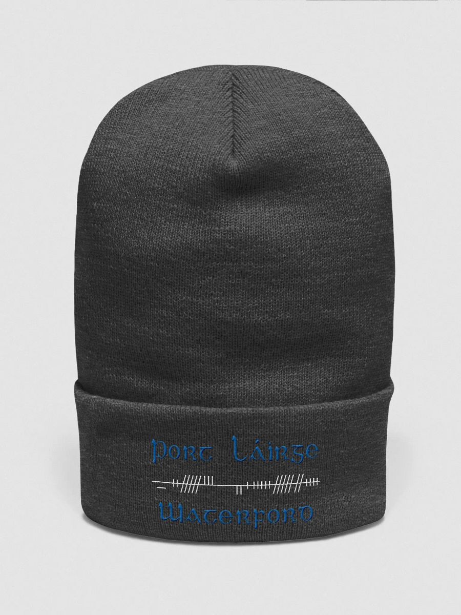 Waterford/Port Láirge, Orthodox style Ogham, blue and white, embroidered Cuffed Beanie product image (21)