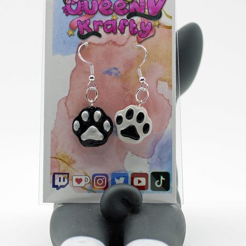 Handmade and hand painted Paw Print earrings and/or Keychain!

YinYang. Black paw representing Yin and the White paw represen...
