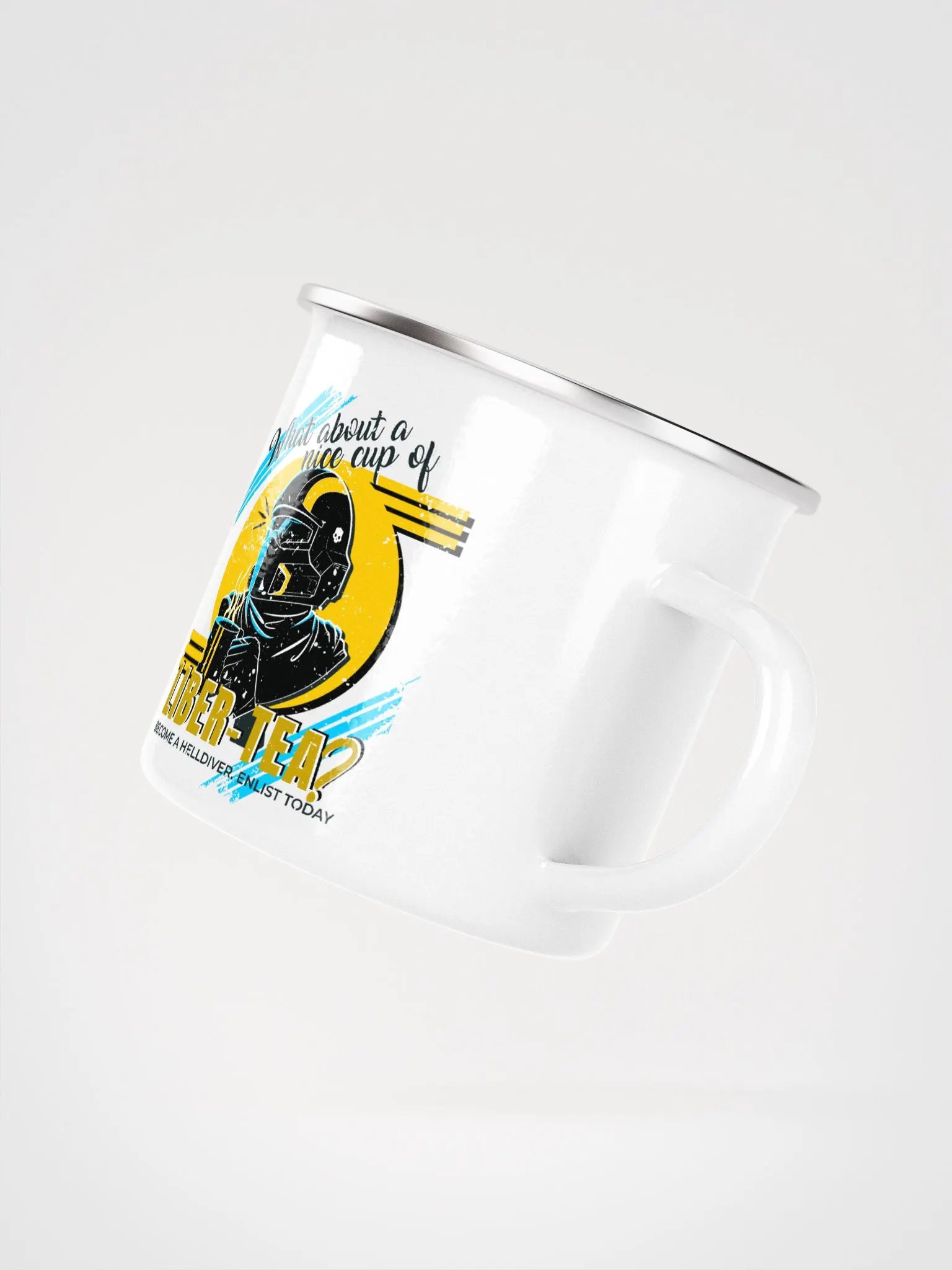 Helldivers 2 Enamel Camp Mug | What About a Cup of Liber-Tea? Retro Military Design product image (3)