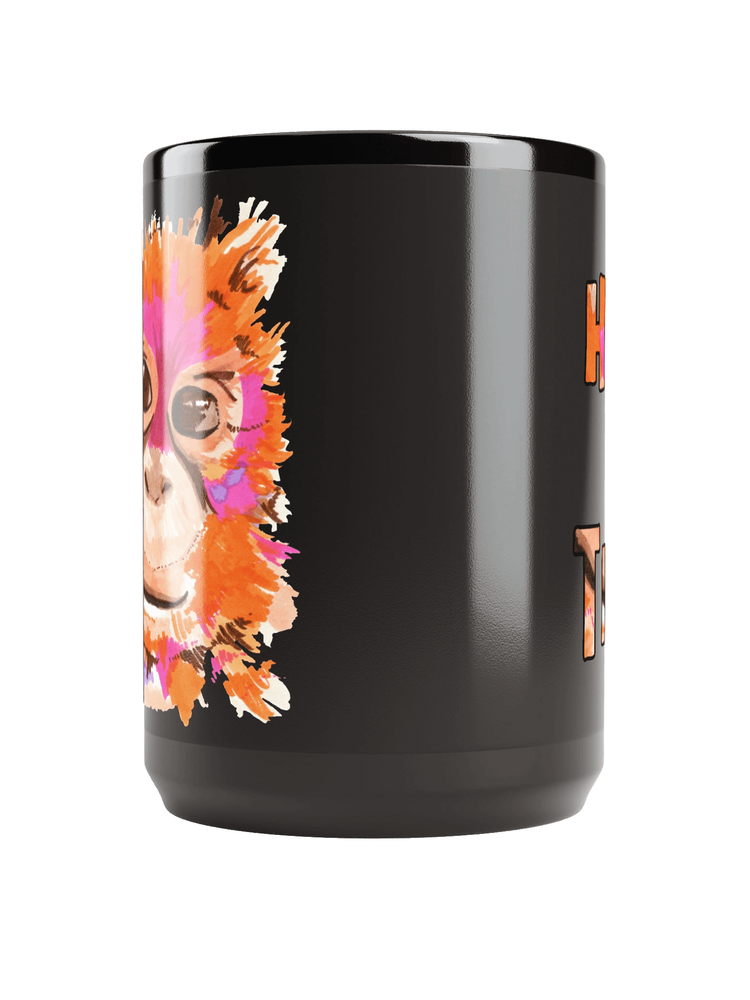 Orangutan Watercolour Black Mug (15oz) product image (5)