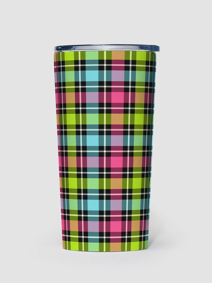 Neon Checkered Plaid Travel Tumbler product image (2)