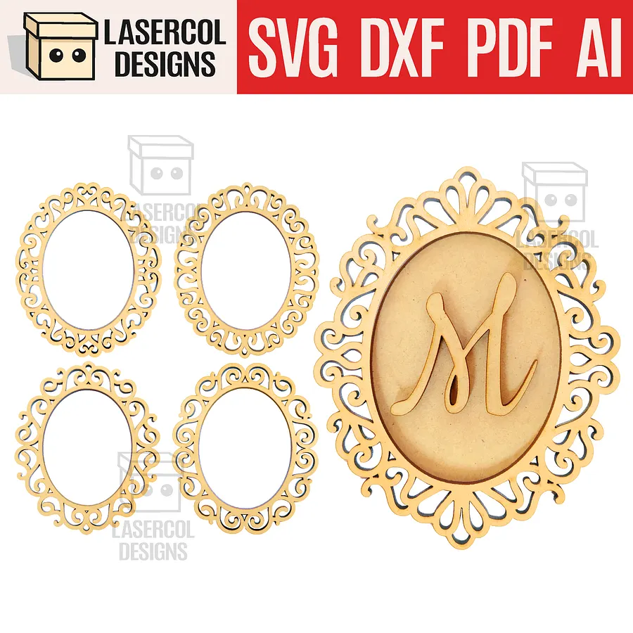 Oval Frames (Five Styles) - Laser Cut Files product image (1)