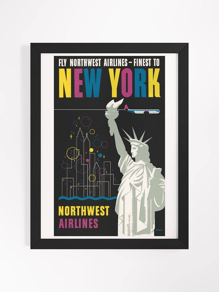 Framed Vintage Fly Northwest Airlines New York product image (5)