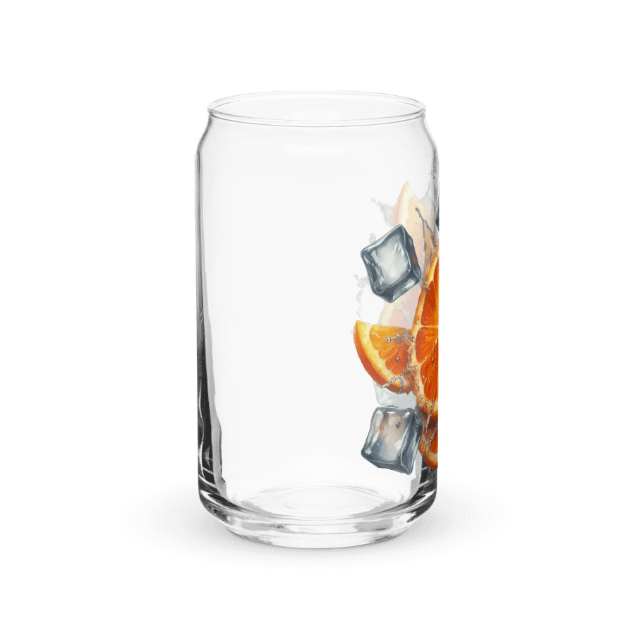 Orange fruit slices floating in the water, water and ice cubes design_02-Can-Shaped Glass product image (10)