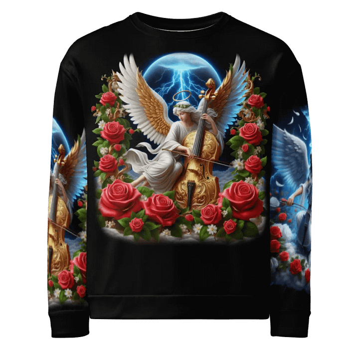 Angels making Music with a Cello - All-Over Unisex Sweatshirt #3 product image (1)