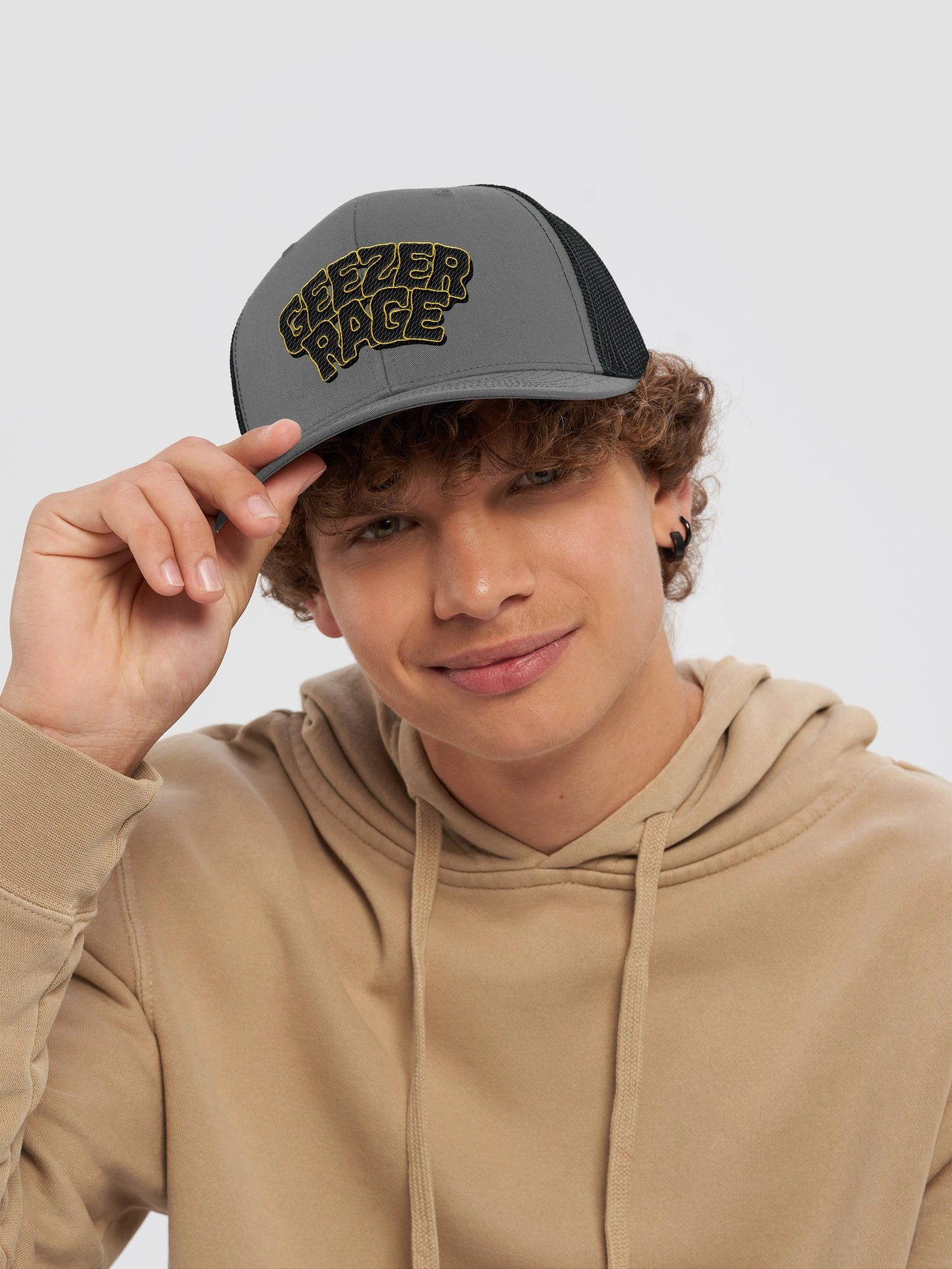 Trucker Hat Geezer Rage (Black & Yellow logo) product image (12)