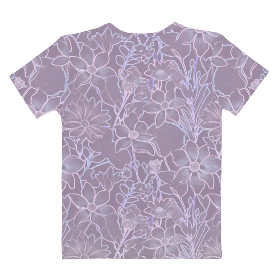 Line art Lilac and Pink Floral/All-Over Print Women's Crew Neck T-Shirt by Sublicolor product image (6)