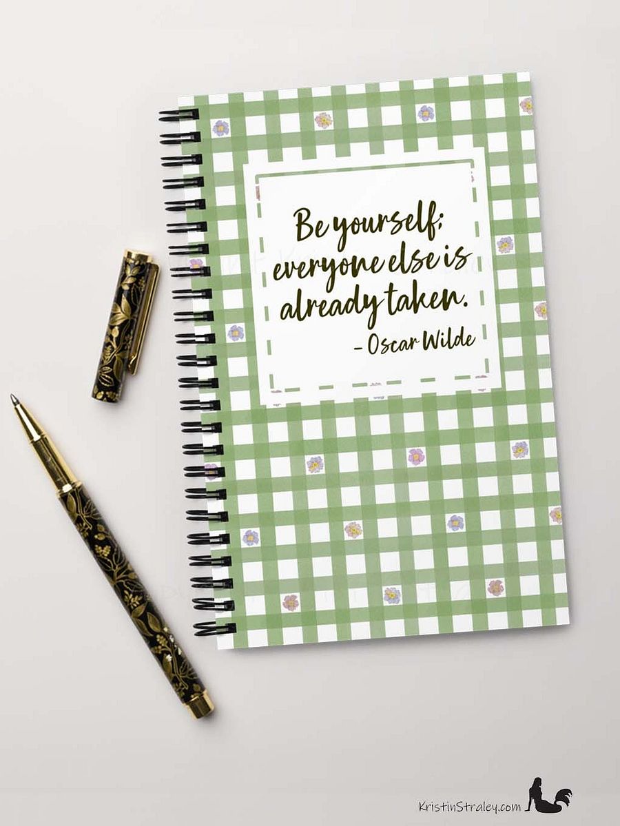 Be Yourself Inspirational Quote on Green Gingham product image (7)