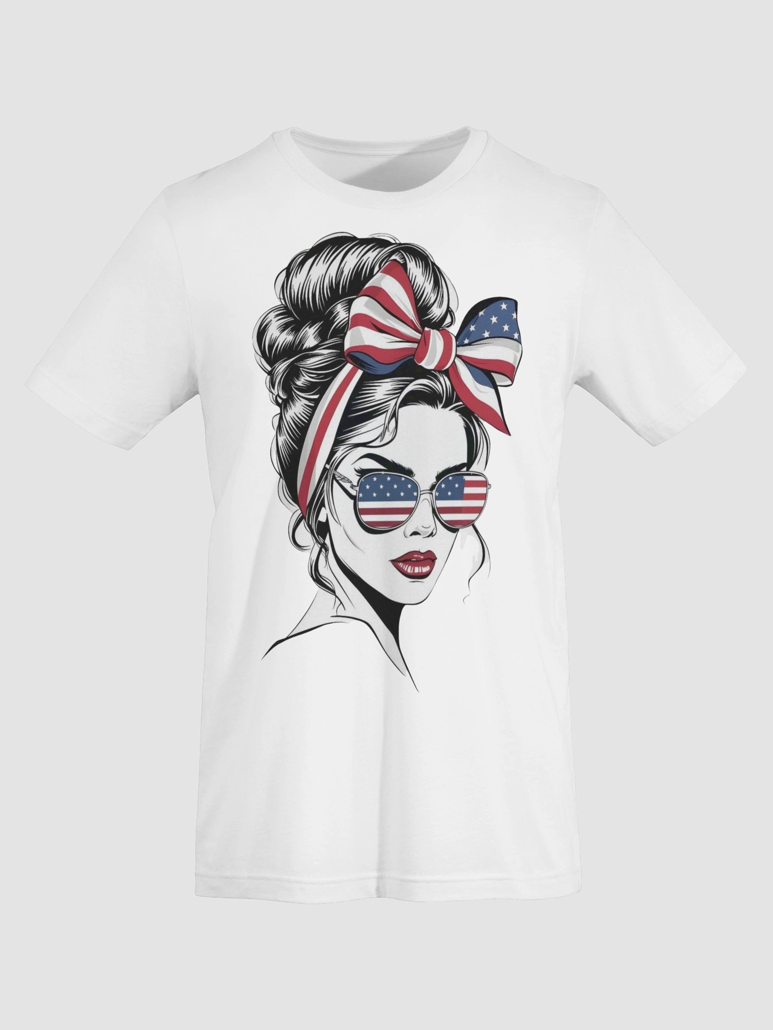 Patriotic Chic Sunglasses & Bow Illustration T-Shirt product image (4)