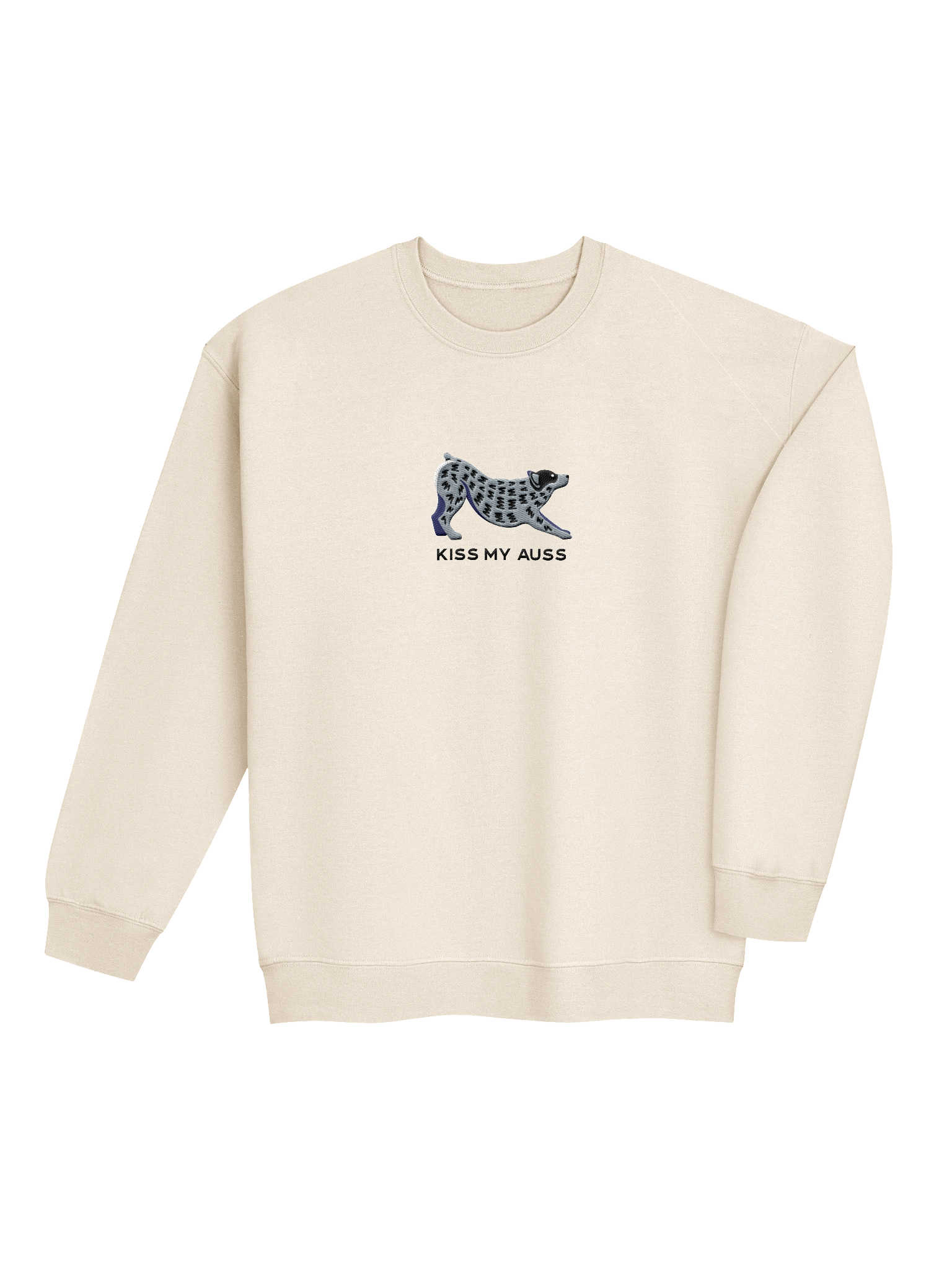 Kiss My Auss Sweatshirt (Embroidered) of an Australian Cattle Dog(Blue Heeler, Docked Tail) product image (24)