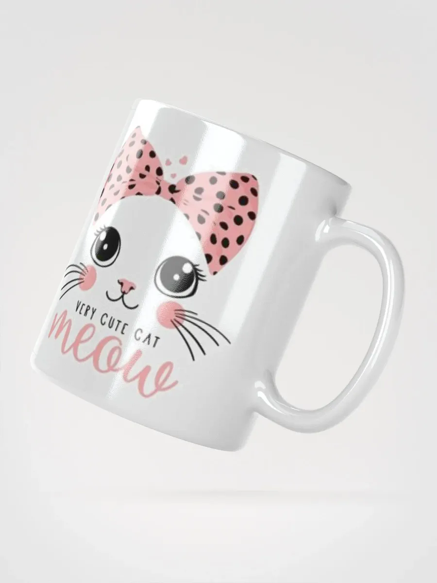 White Glossy Mug Cute Cat product image (2)